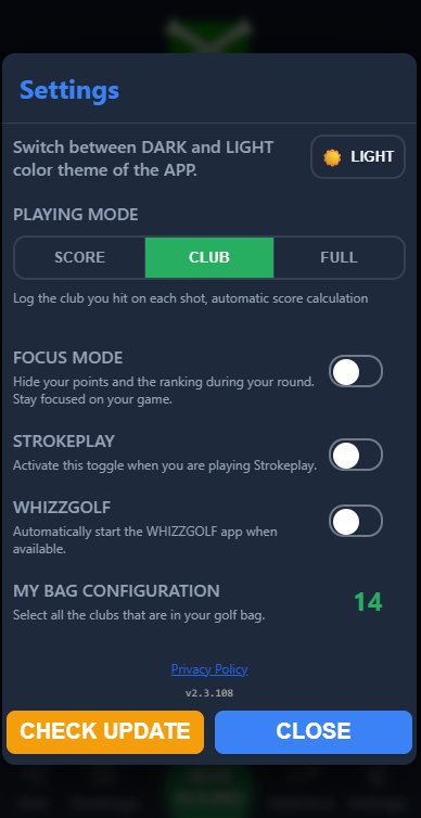 Playing mode settings