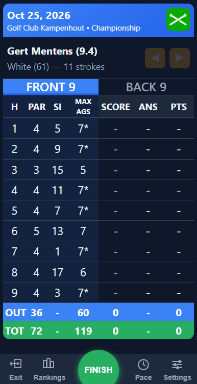 Live scorecard
